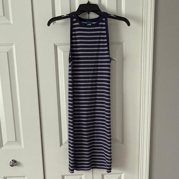 Old Navy Striped Ribbed Fitted Dress Navy and White Size Small NWT - Picture 1 of 6